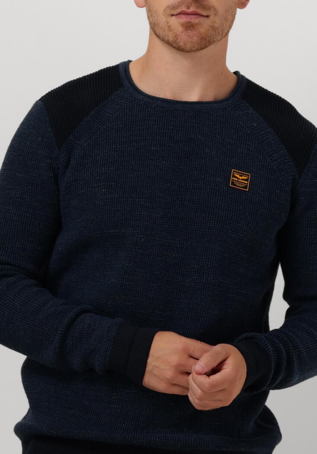 PME LEGEND Heren Truien & Vesten R-neck Cotton Rib Melee Knit Blauw