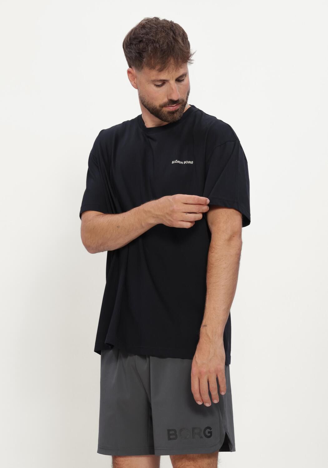 BJORN BORG Heren Polo's & T-shirts Borg Gym Oversized T-shirt Zwart