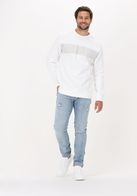 Witte CALVIN KLEIN Sweater BLOCKING INSTITUTIONAL CREW NECK - large