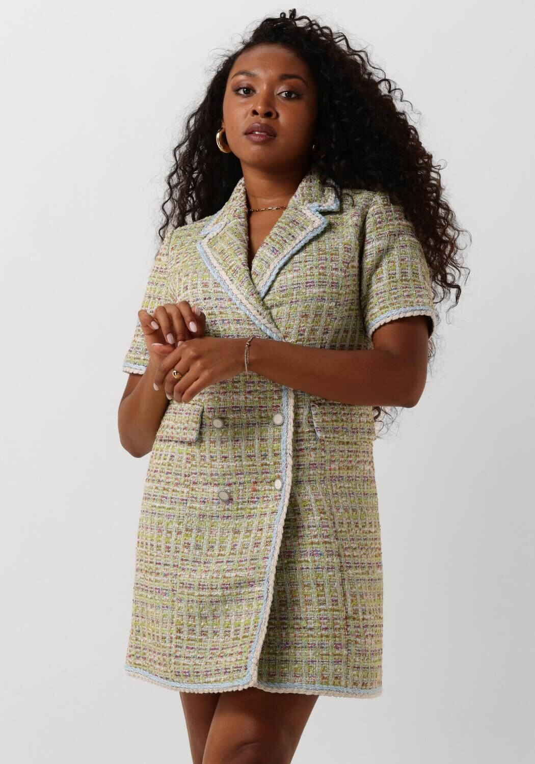 Y.A.S Double-Breasted Tweed Waistcoat Jurk Multicolor Dames