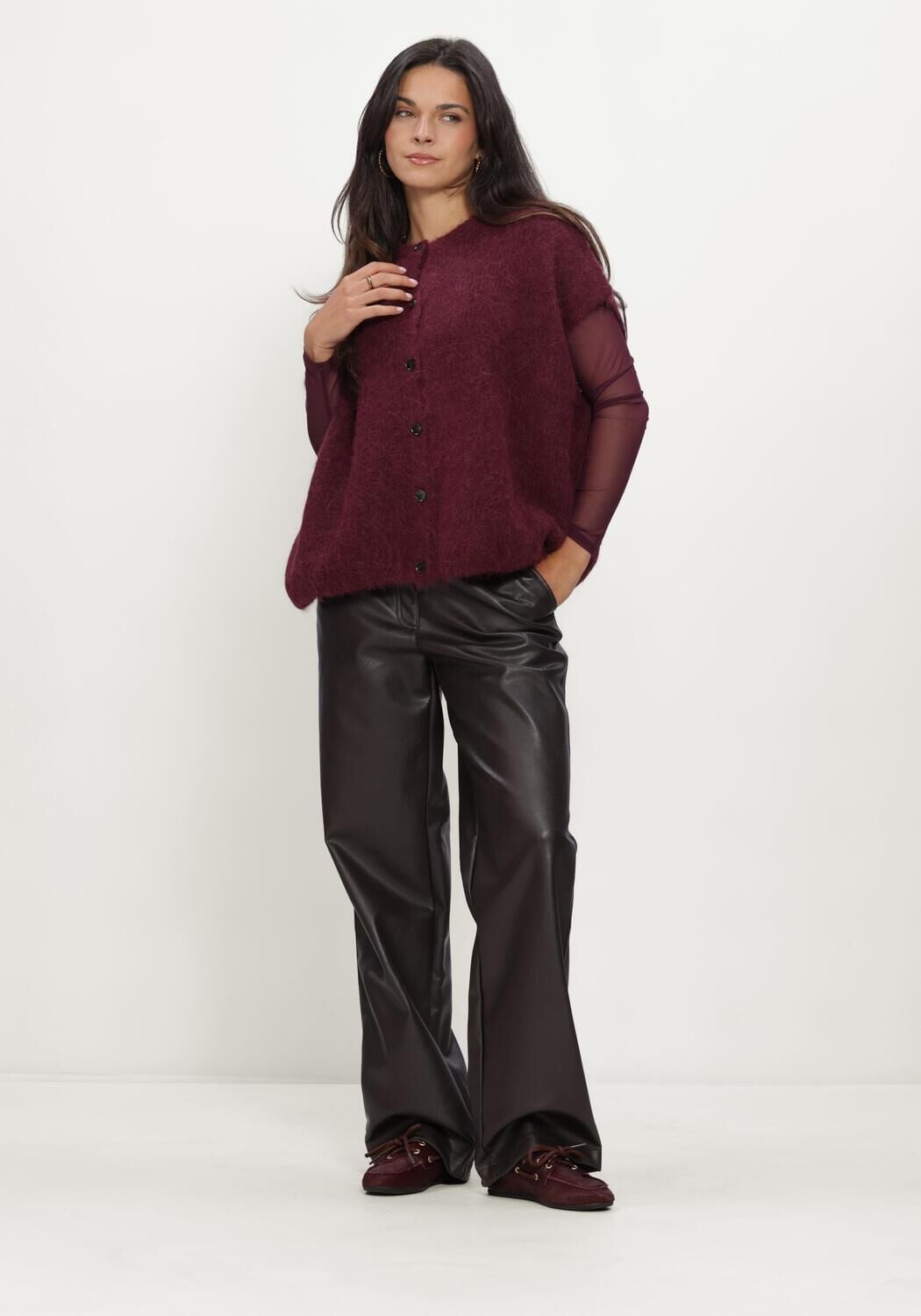 GRACE & MILA Dames Truien & Vesten Cardigan Bordeaux