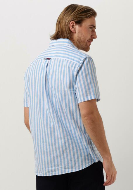 Lichtblauwe TOMMY JEANS Casual overhemd TJM RLX SS STRIPE LINEN SHIRT - large