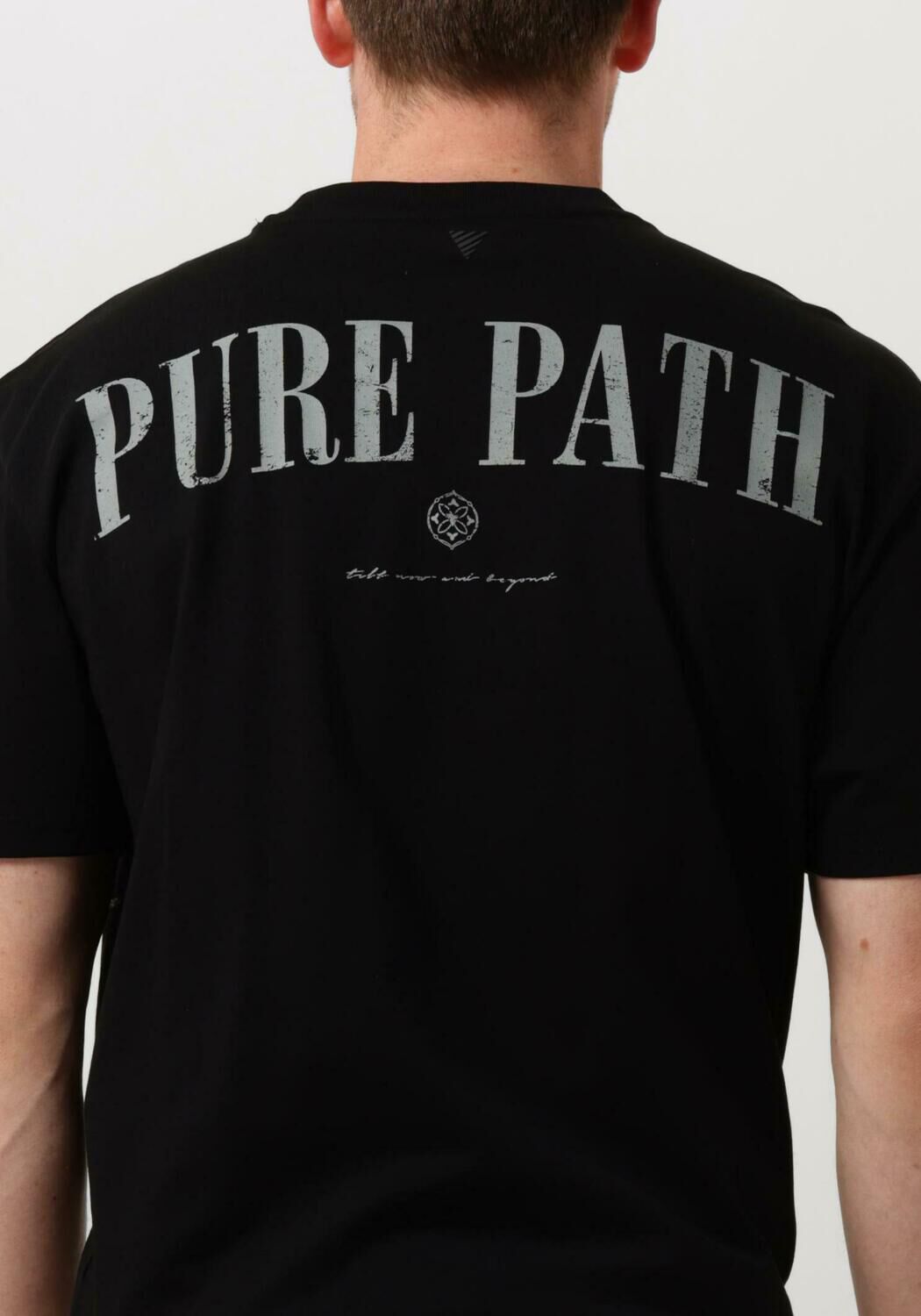 PURE PATH Heren Polo's & T-shirts Tshirt With Back Print And Small Frontprint Zwart