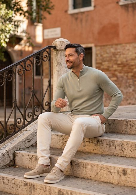 Groene STEFANO LAURAN Trui HALF ZIP ANDERS - large