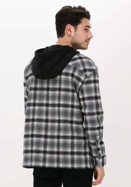 Grijze TOMMY JEANS Jack TJM HOODED CHECK OVERSHIRT - large