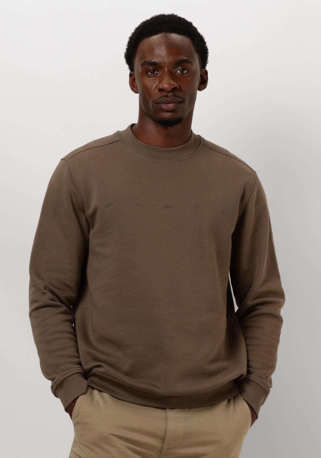 Genti Bruine Sweater voor Mannen Moderne Stijl Brown Heren