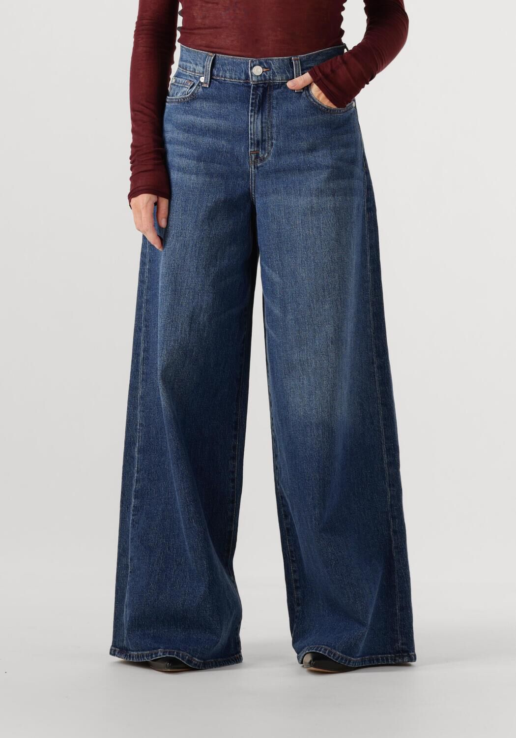 7 FOR ALL MANKIND Dames Jeans Marie Wide Leg Artifact Blauw