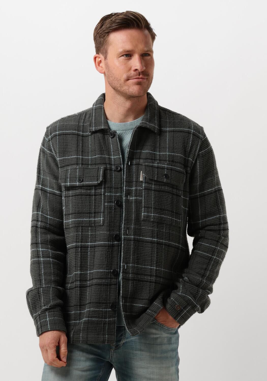 CAST IRON Heren Overshirts Long Sleeve Shirt Yd Check Regular Fit Groen