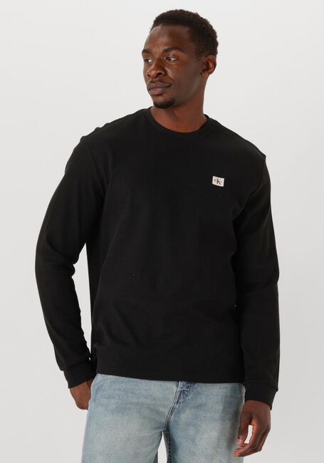 Zwarte CALVIN KLEIN Trui LS WAFFLE BADGE CREWNK TEE - large