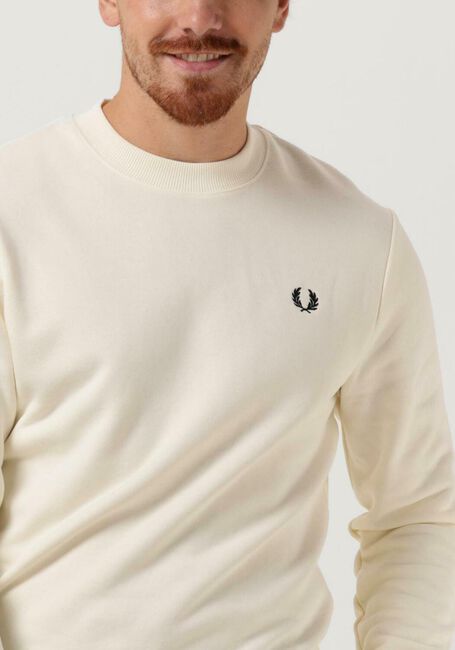 Ecru FRED PERRY Trui CREW NECK SWEATSHIRT - large