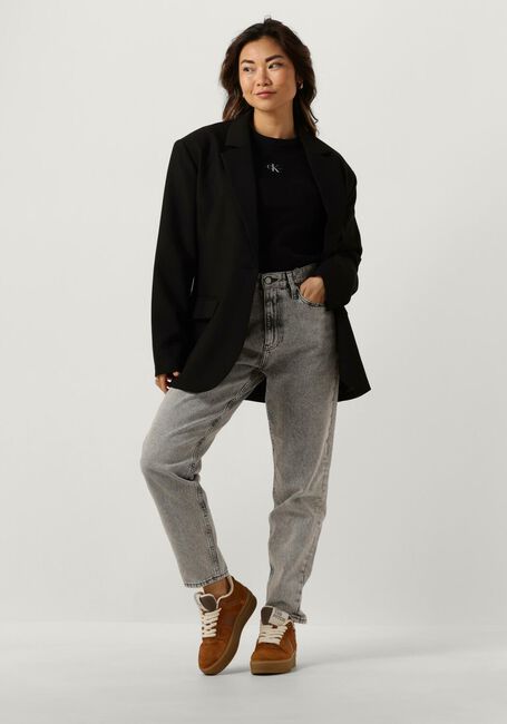 Zwarte CALVIN KLEIN T-shirt WOVEN LABEL RIB REGULAR TEE - large