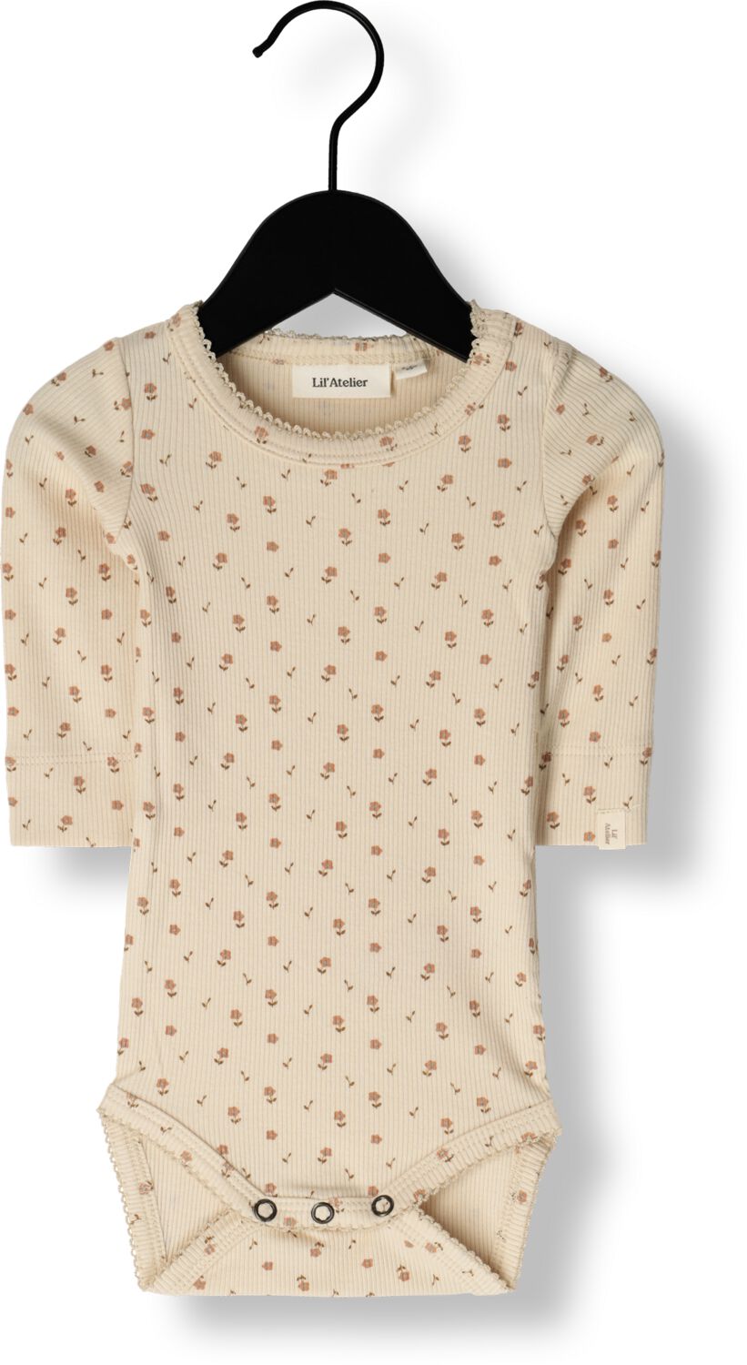 LIL' ATELIER BABY romper NBFGAGO ecru Meisjes Katoen Ronde hals All over print 80
