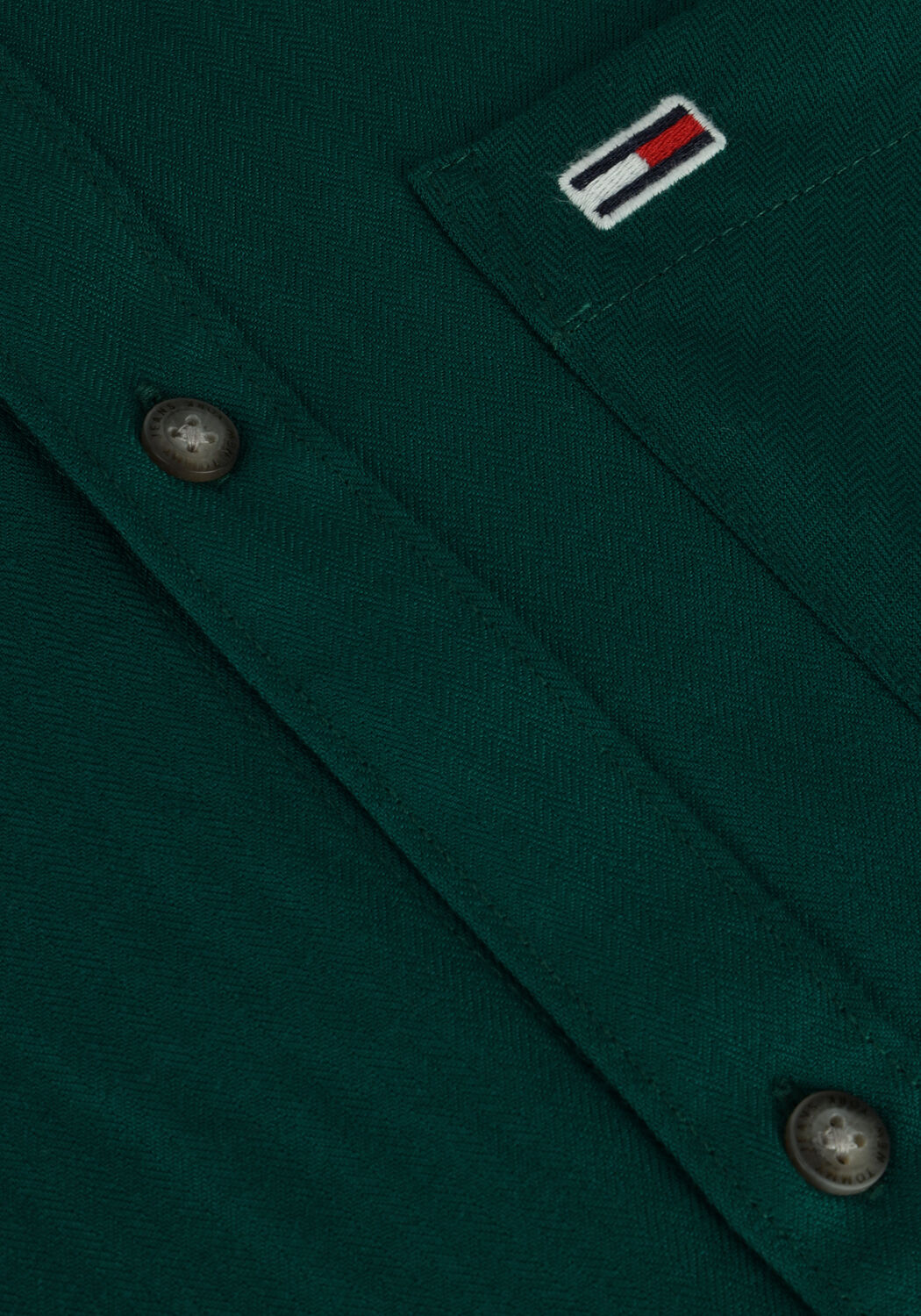 Donkergroene TOMMY JEANS Overshirt TJM SOLID FLANNEL SHIRT - large