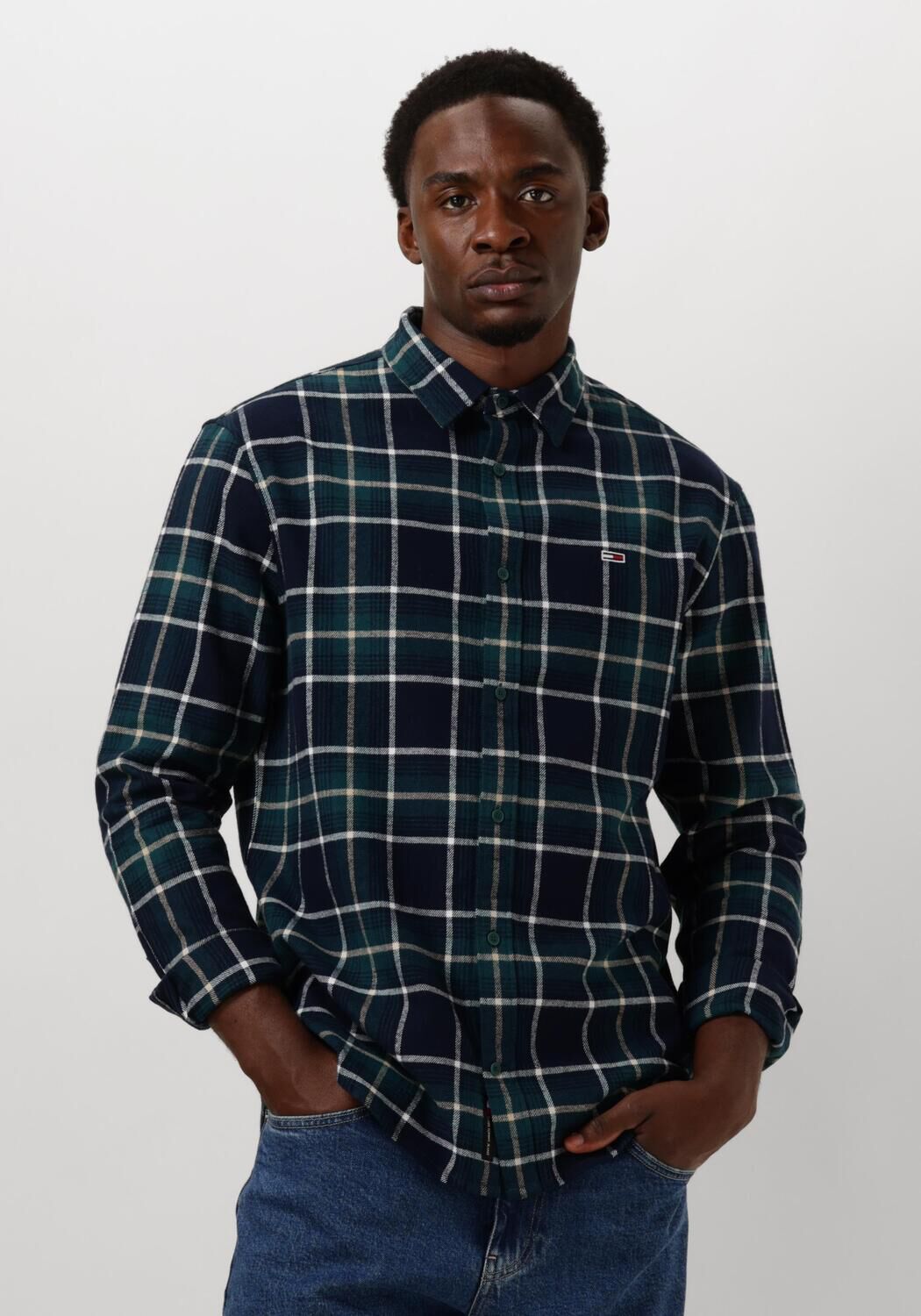 TOMMY JEANS Heren Overhemden Tjm Reg Check Flanne Shirt Blauw