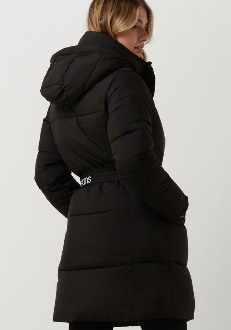 Zwarte CALVIN KLEIN Gewatteerde jas LOGO BELT WAISTED LONG PUFFER - large