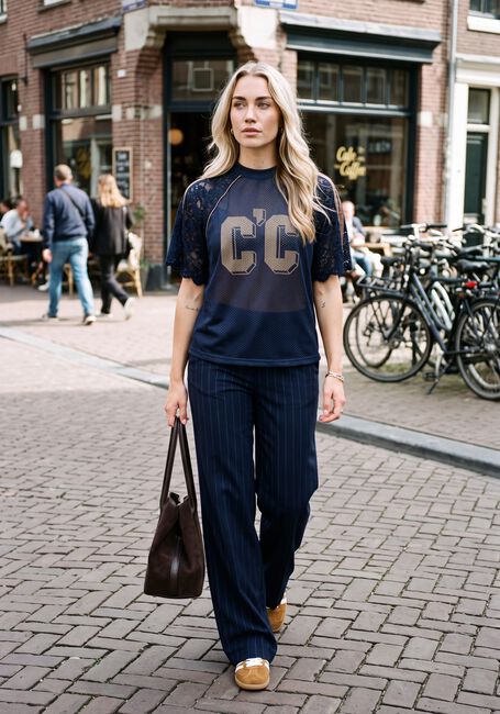 Donkerblauwe CO'COUTURE Sportshirts REENACC LOGO LACE TEE - large