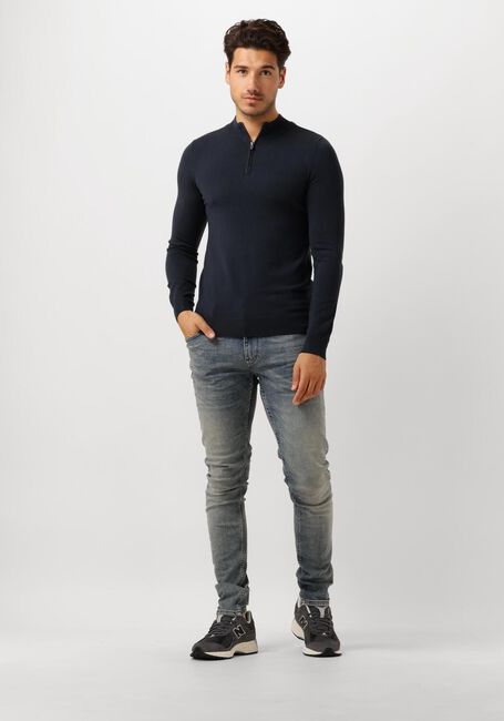 Donkerblauwe PURE PATH Trui ESSENTIAL KNITWEAR HALFZIP SWEATER - large