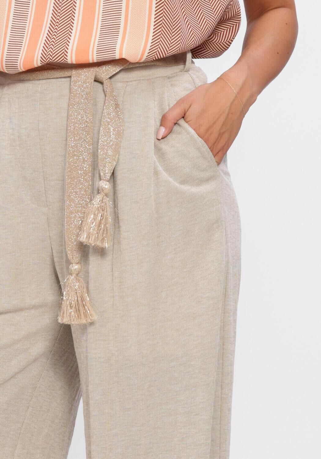 Khaki SUMMUM Broeken TROUSER LINEN LOOK - large