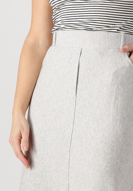 Lichtgrijze JANSEN AMSTERDAM Midirok GEORGIE ROK HVM 683 OVERKNEE SLIT AT CF - large