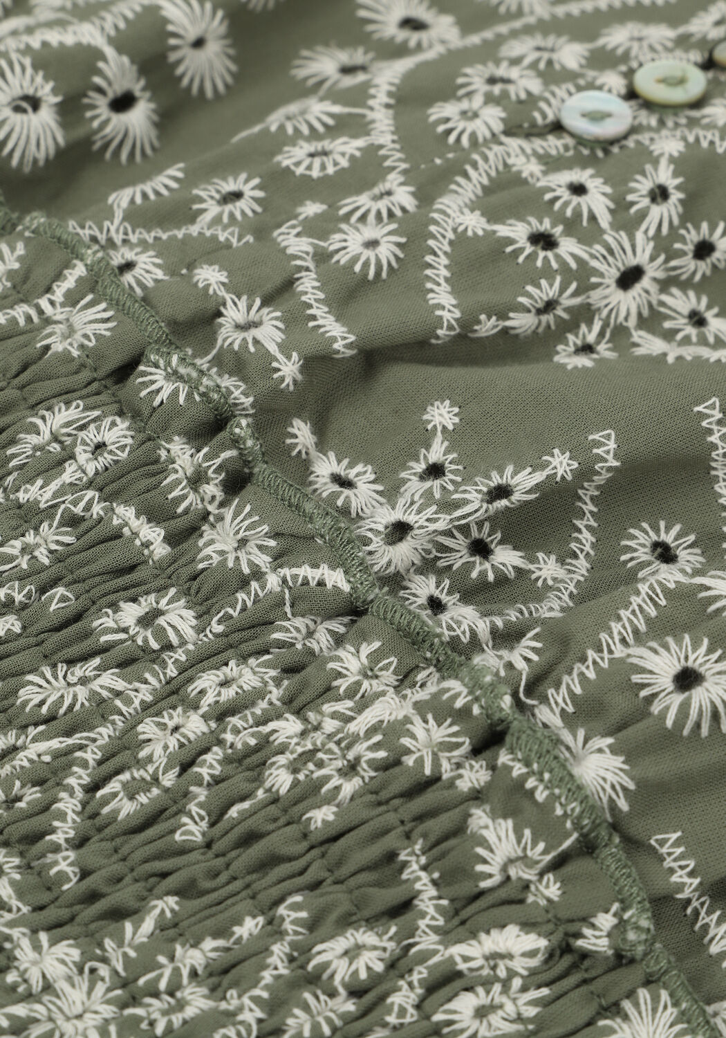 Groene COLOURFUL REBEL Blouses BOWIE BRODERIE ANGLAISE SMOCK TOP - large