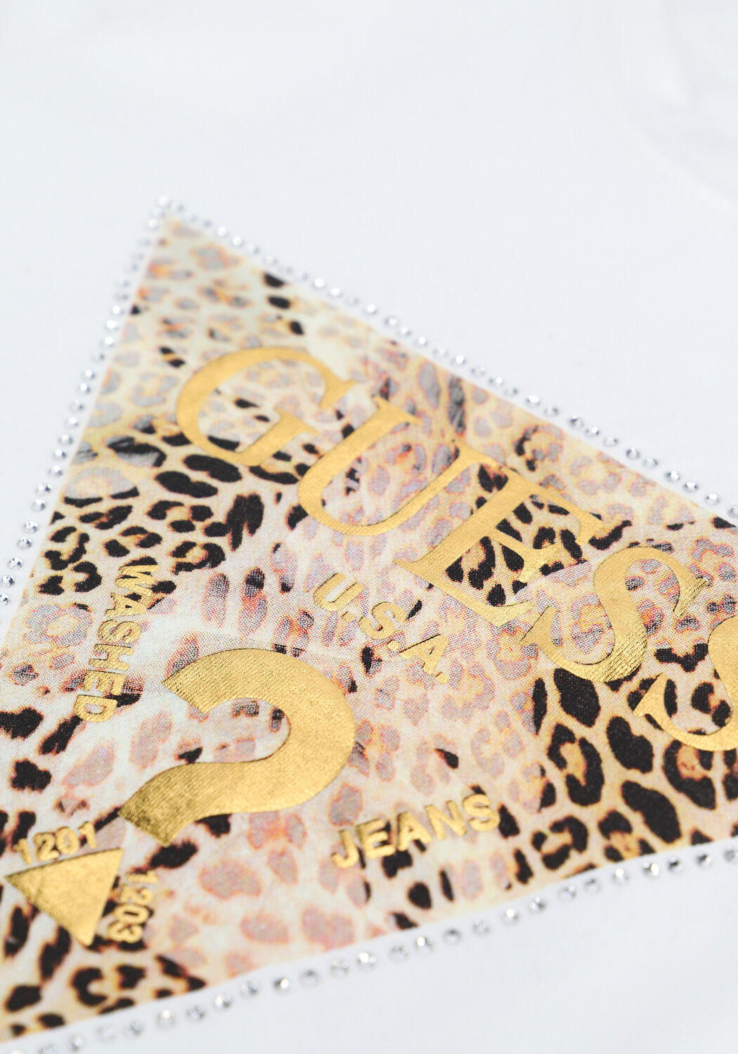 Witte GUESS T-shirt SS GHOST LEOPARD LOGO - large