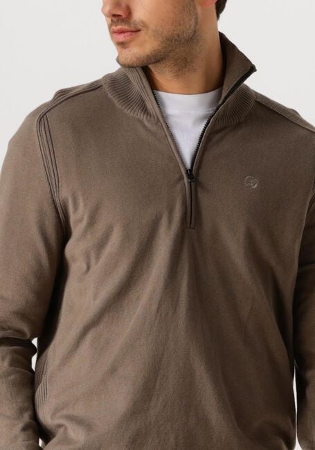 Bruine CAST IRON Trui HALF ZIP COLLAR COTTON STRETCH - large