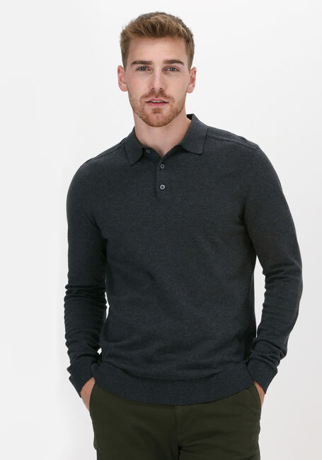 Grijze SELECTED HOMME Polo SLHBERG LS KNIT POLO NECK B NO - large