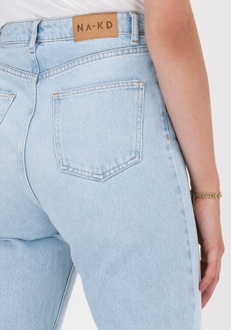 Lichtblauwe NA-KD Straight leg jeans STRAIGHT HIGH WAIST RAW HEM JE - large