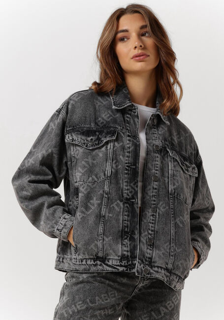 Grijze ALIX THE LABEL Spijkerjas LADIES WOVEN DENIM TEXT JACKET - large