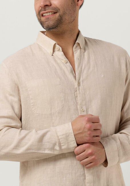 Beige BUTCHER OF BLUE Casual overhemd ROBBINS LINEN CLEAN SHIRT - large