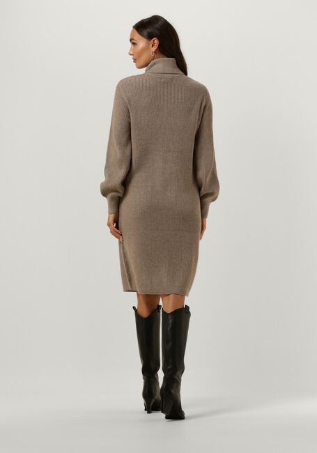Beige OBJECT Midi jurk OBJMALENA L/S ROLLNECK DRESS NOOS - large