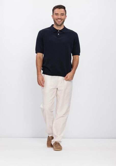 Donkerblauwe FOR&Eacute;T Polo SEA COTTON LINEN SS POLO - large