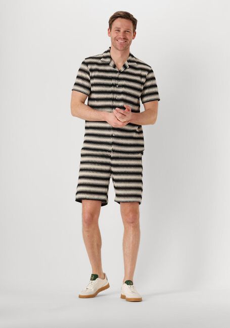 Zwarte ANERKJENDT Casual overhemd AKKURT STRUC STRIPE S/S SHIRT - large