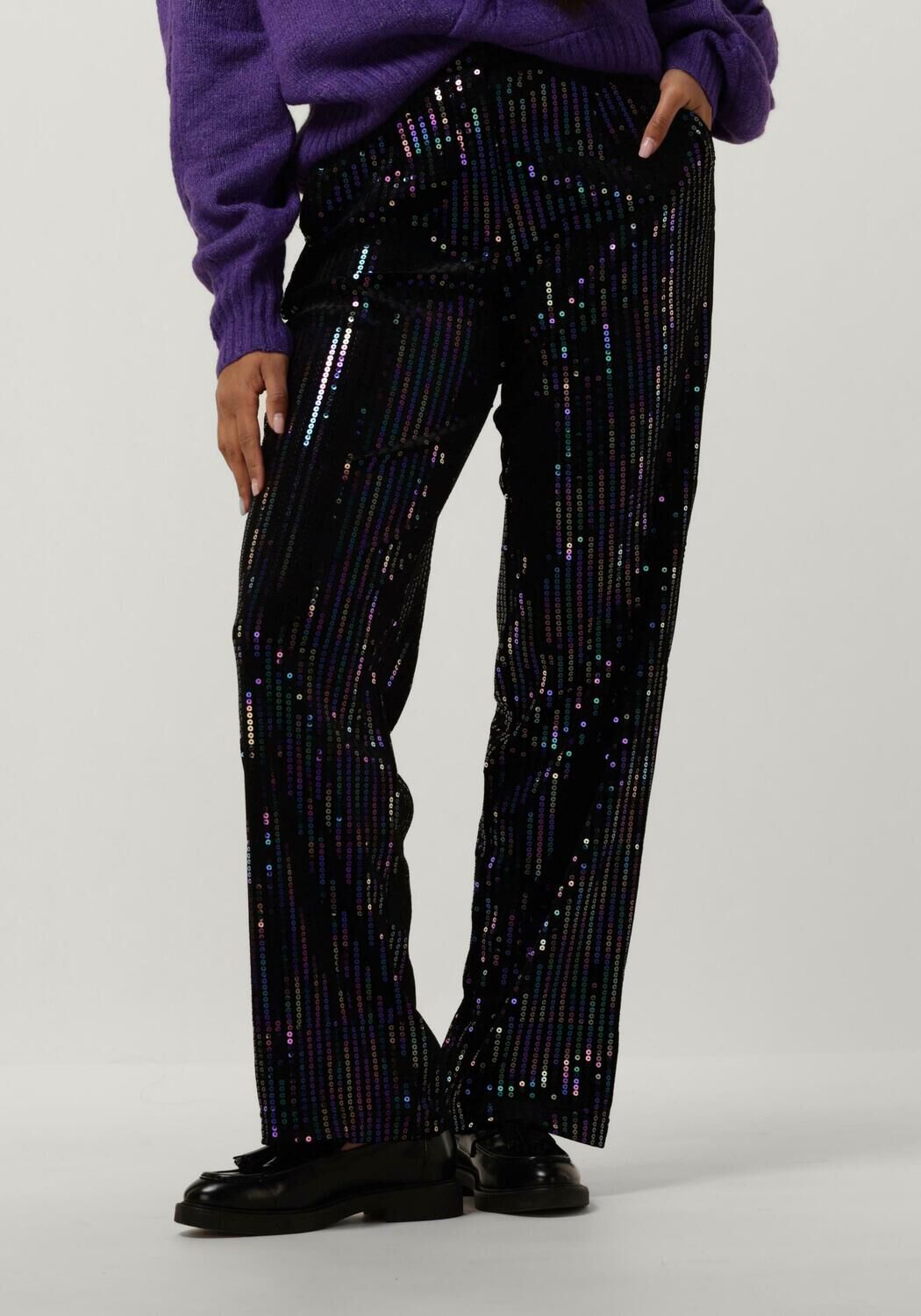 Y.A.S. Dames Broeken Yaseliva Sequin Hw Straight Pant Zwart