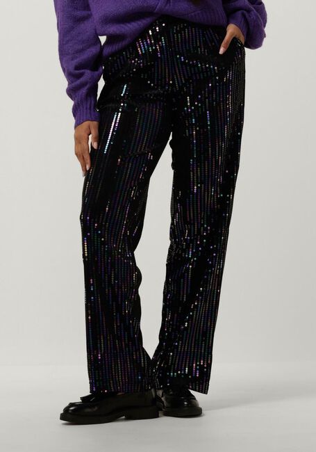 Zwarte Y.A.S. Pantalon YASELIVA SEQUIN HW STRAIGHT PANT - large