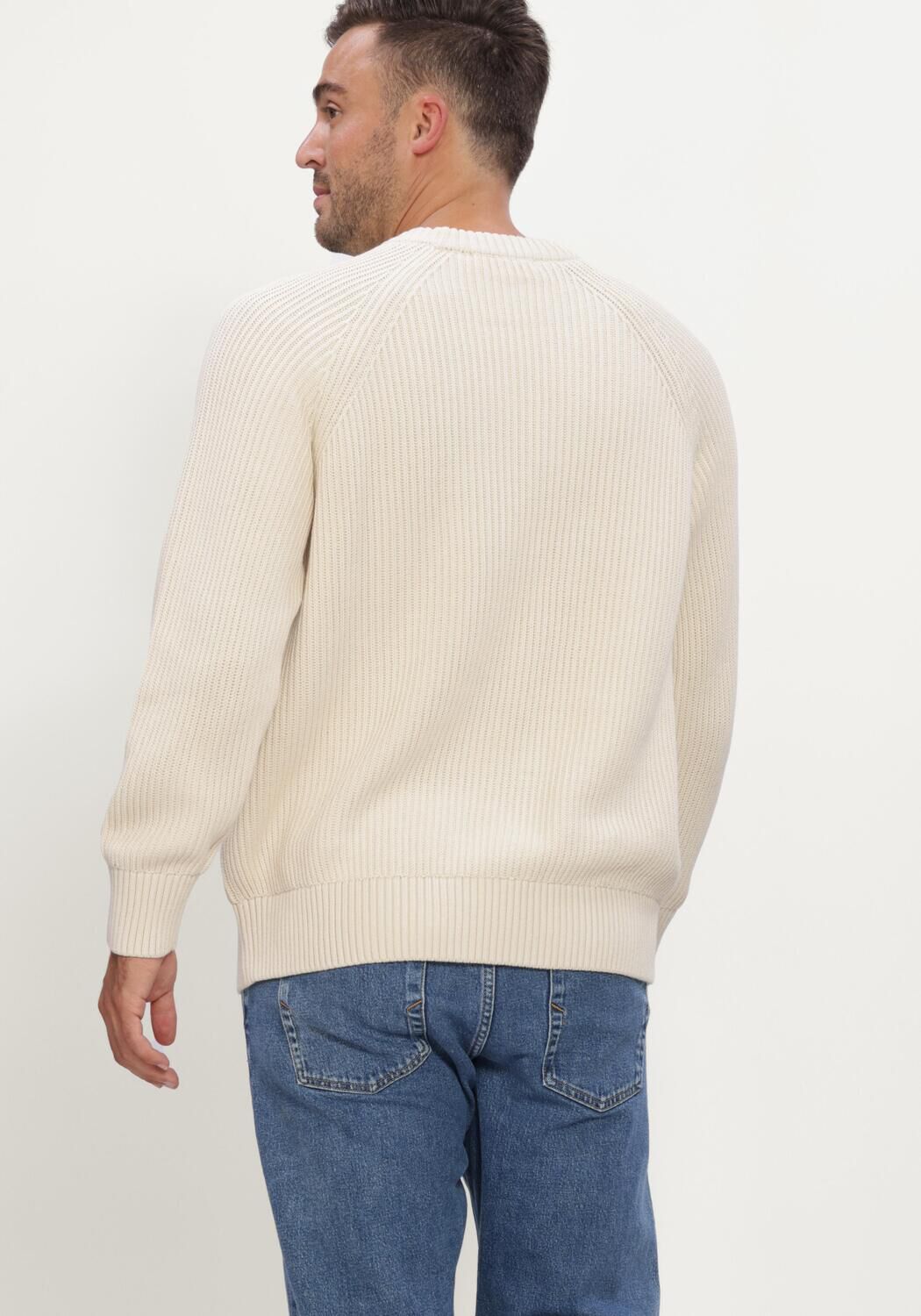 Beige SELECTED MEN Trui SLMBRAUN KNIT RIB CREW NECK NOOS - large