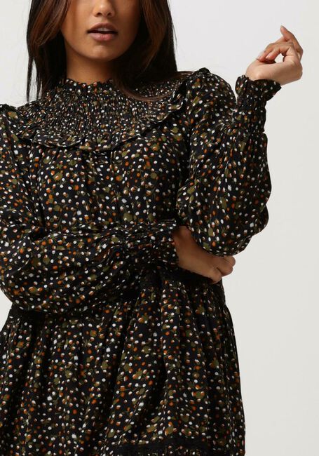 Zwarte SCOTCH & SODA Mini jurk SMOCKED AND TIERED LONG SLEEVED DRESS - large