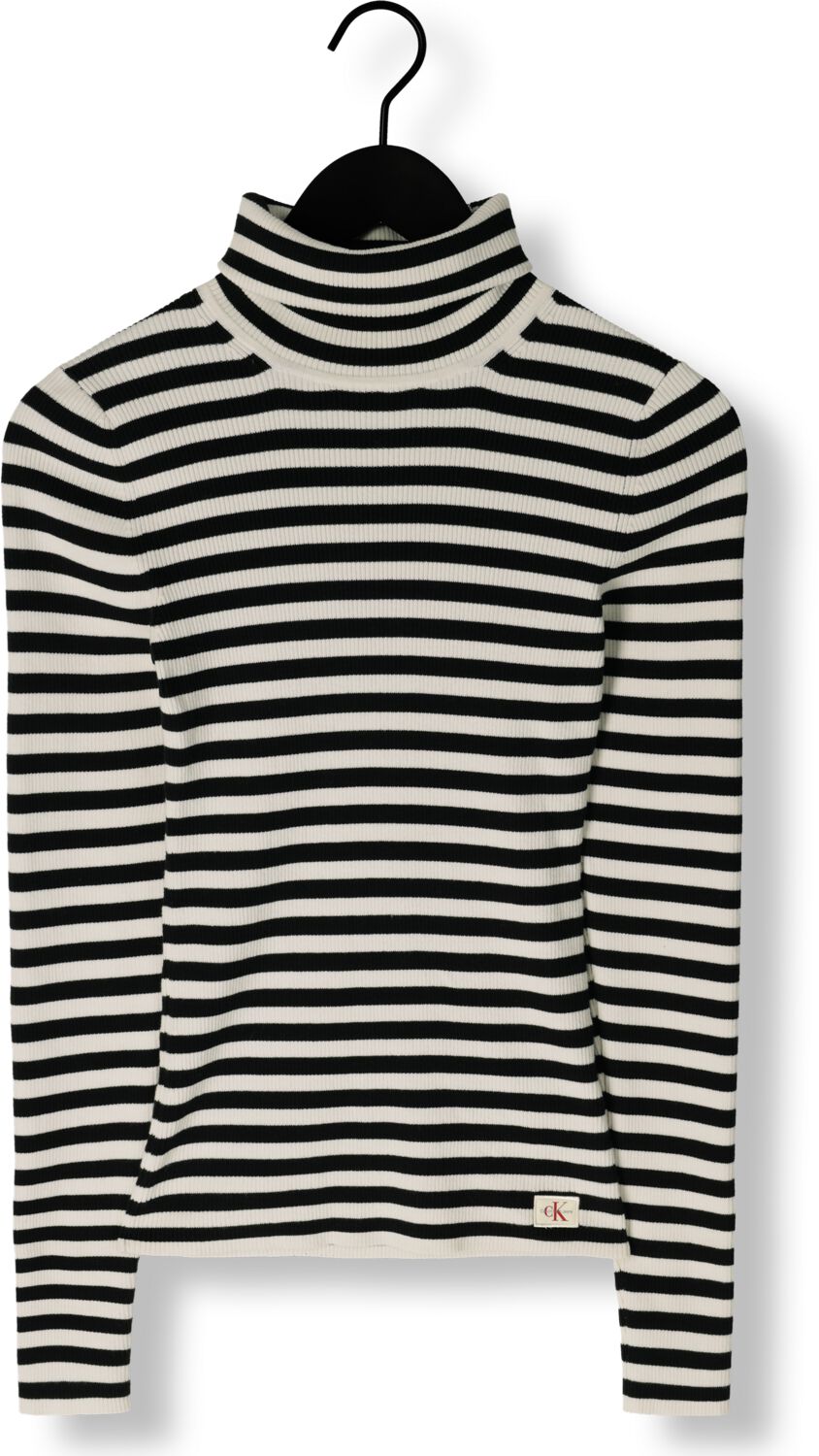 CALVIN KLEIN Dames Truien & Vesten Woven Label Roll Neck Sweater Wit