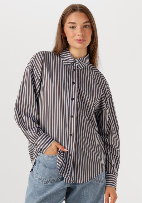 Bruine HAUTE L'AMITIÉ Blouses MELVIN STRIPE TWIST BOW SHIRT - large