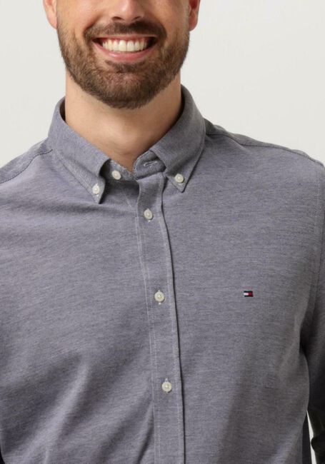 Donkerblauwe TOMMY HILFIGER Klassiek overhemd 1985 KNITTED SF SHIRT - large