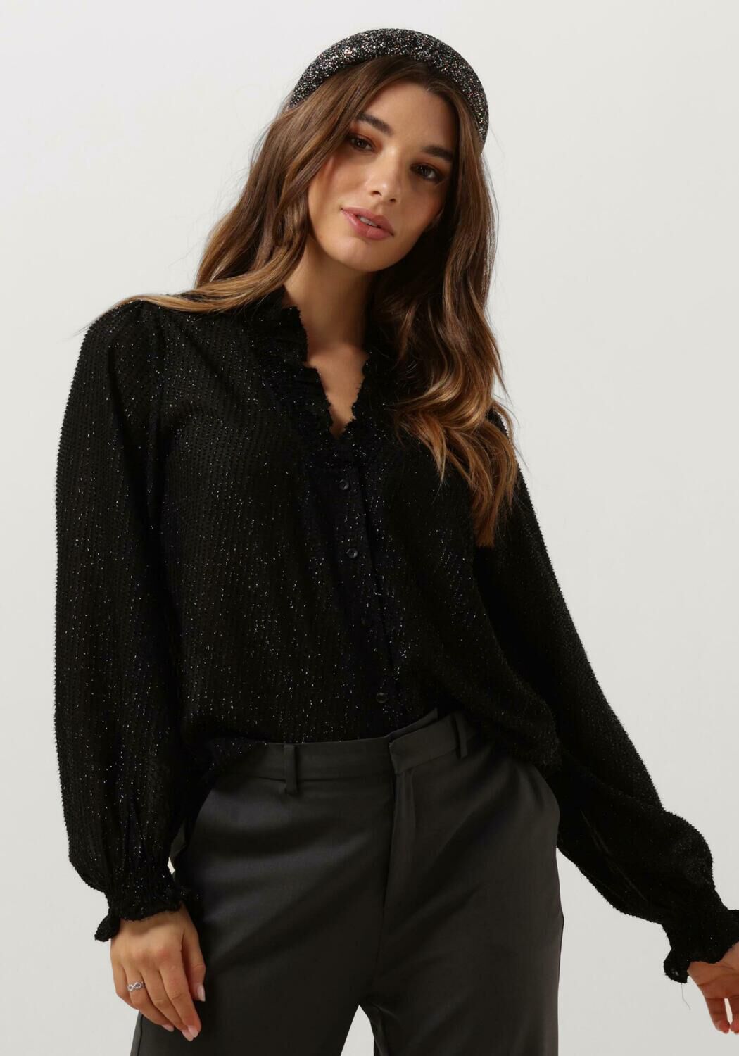 NEO NOIR Dames Blouses Brielle Glitter Blouse Zwart