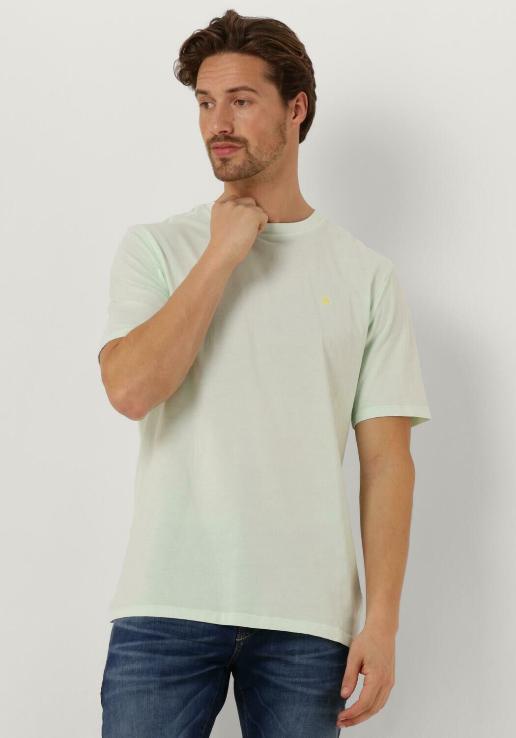 SCOTCH & SODA Heren Polo's & T-shirts Garment Dye Logo Crew T-shirt Groen