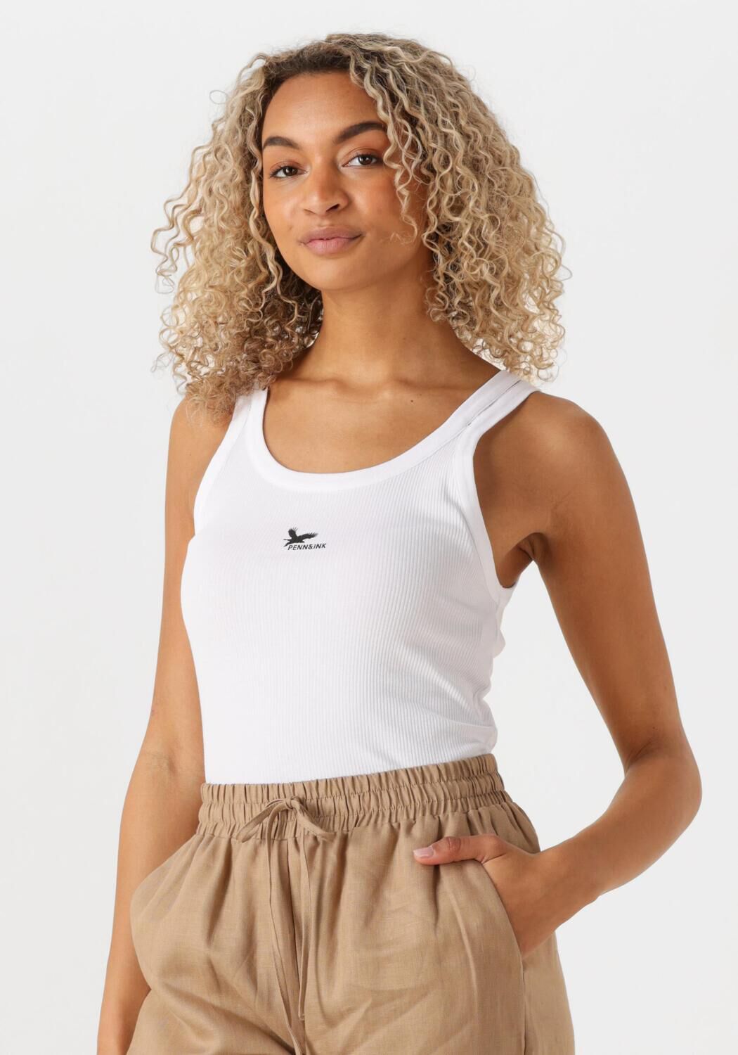 Penn&Ink N.Y Mouwloze Top met Print White Dames