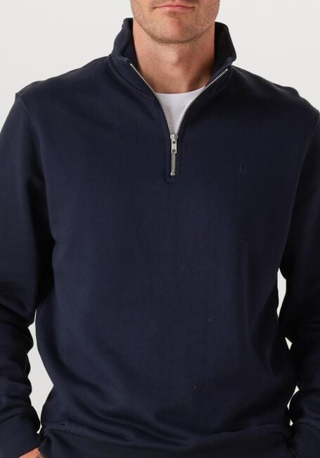 Donkerblauwe LES DEUX Sweater NORREGAARD TONAL HALF-ZIP SWEATSHIRT - large