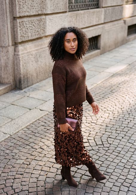 Bruine POM AMSTERDAM Maxirok LINA CHOCOLATE BROWN - large
