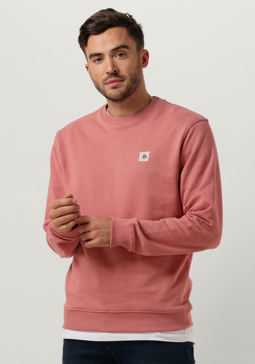 SCOTCH & SODA Heren Truien & Vesten Essential Logo Badge Sweatshirt Roze