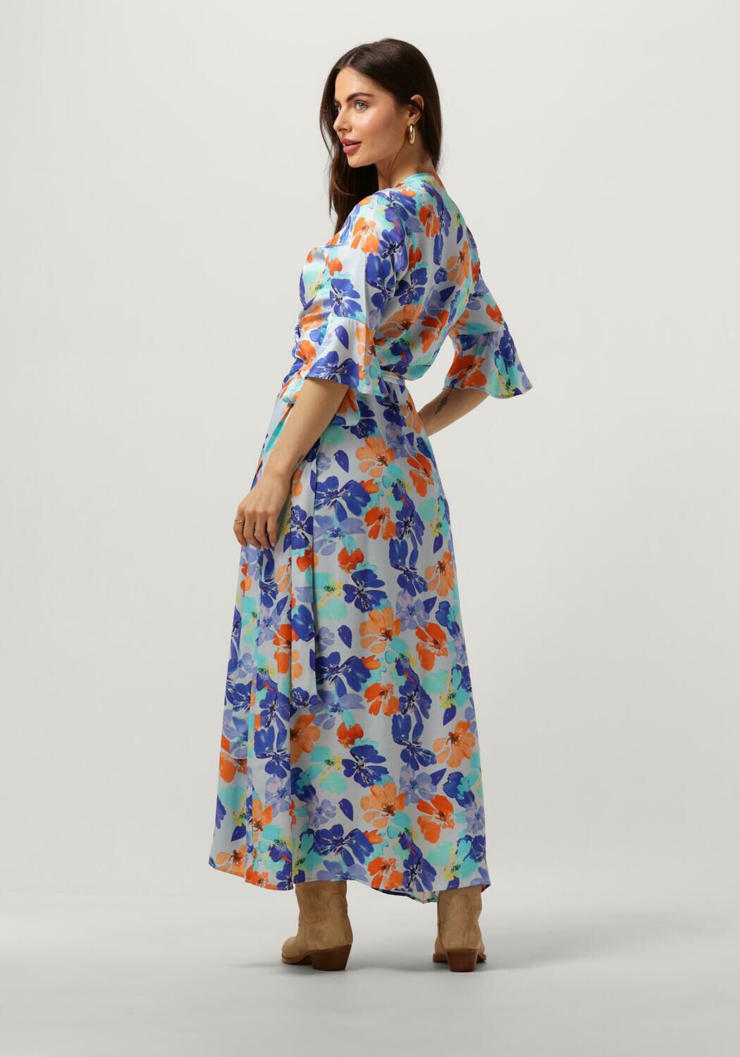 JANSEN AMSTERDAM Dames Jurken Wp549 Printed Long Wrap Dress Multi