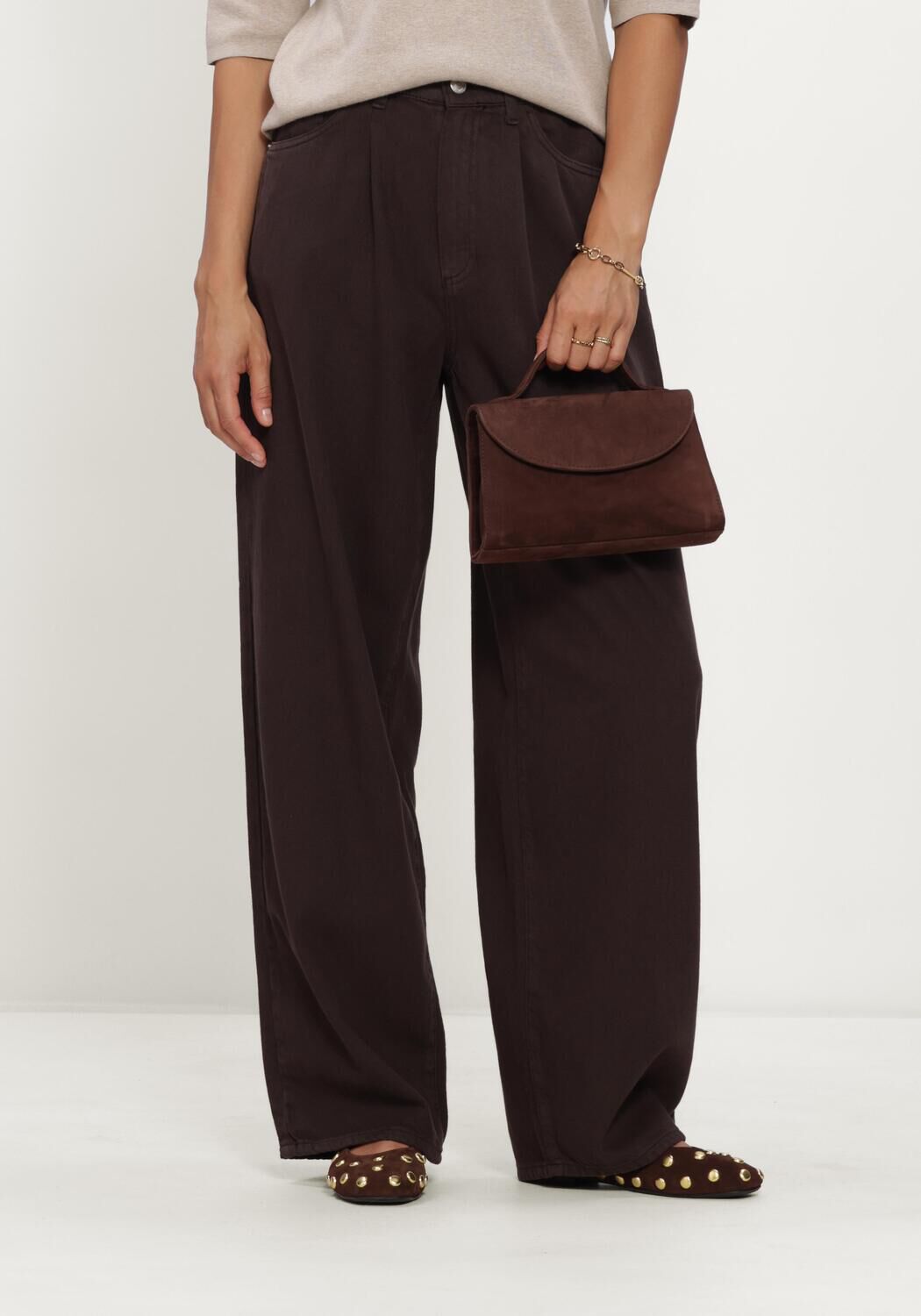Bruine KNIT-TED Broeken CHARLY PANTS - large