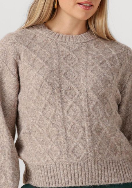 Beige OBJECT Trui OBJSAGGIA LO CABLE KNIT PULLOVER DIV - large