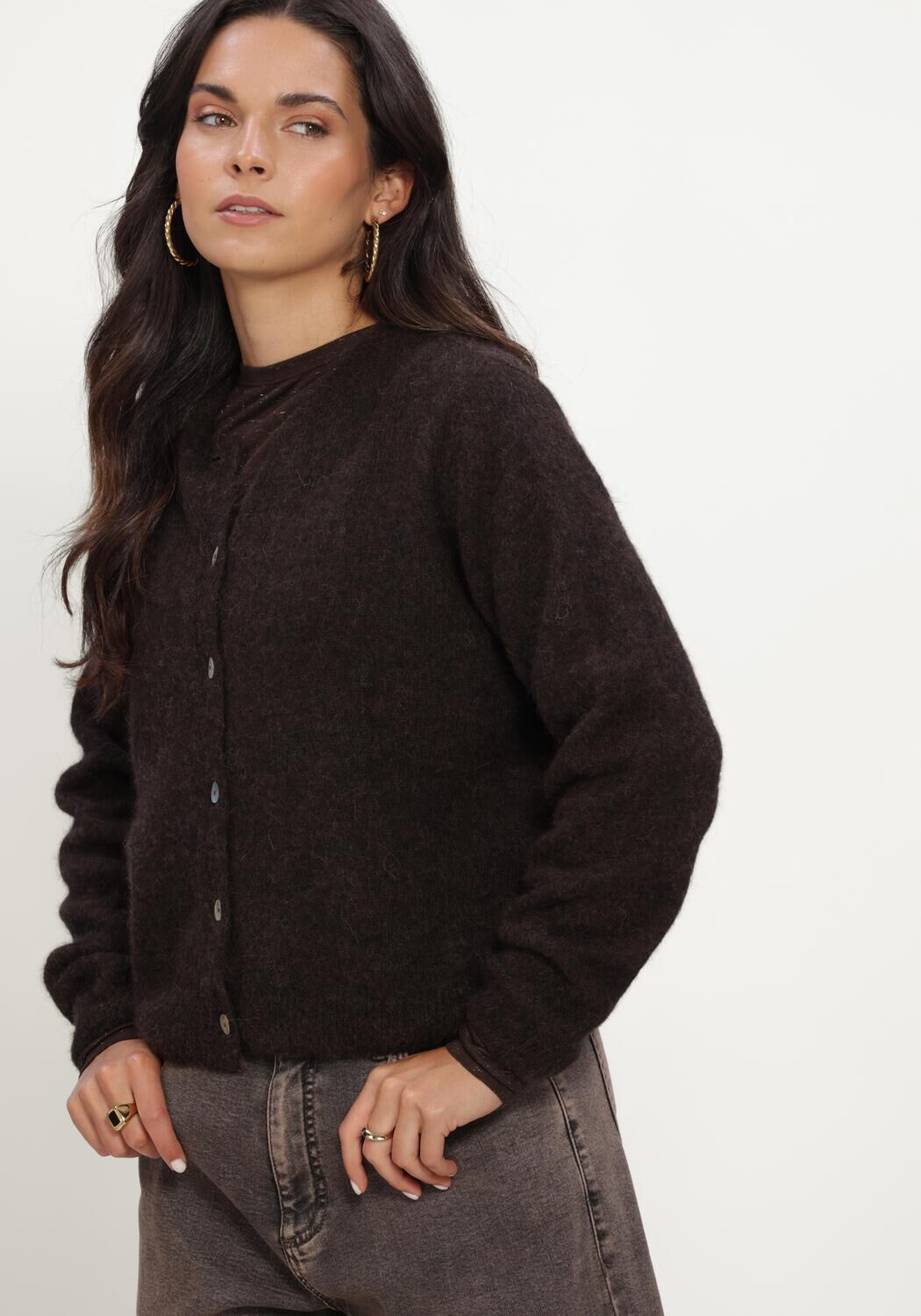 Bruine BY-BAR Trui CLEO CARDIGAN - large